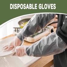 10/30/60 pezzi Guanti monouso da cucina con polsini allungati, polsini allungati e rinforzati, impermeabili e resistenti agli oli, guanti in CPE elastici, durevoli e confortevoli, multiuso per lavare, pulire e giardinaggio in cucina