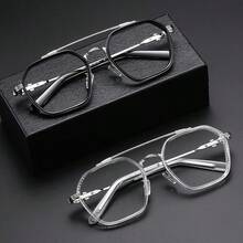 1 Pair Fashion Black Square Metal Frame Glasses| Zinc Alloy| Blue Light Blocking Lenses| Computer Usage| Vintage Style - 黑色 - 查看 4