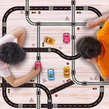 EsenTroye 5m Nastro adesivo Washi creativo con motivi stradali, ferroviari e di treni per il fai-da-te, adesivi per parcheggio, decorazioni per auto da corsa, accessori per feste e regali