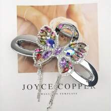 Elegant Rhinestone Bowknot Silver Large Hair Claw Clip, Fashion Women Shiny Crystal Hair Claw Accessory