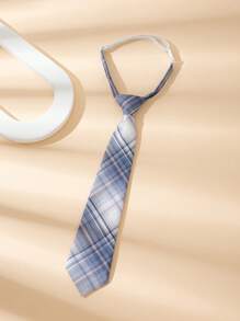 1pc 33cm Checkered Pre-Tied Tie For Teenagers & Children,  Student Necktie With Accessory For Festive Occasions, Performances, Suits & Dress Shirts