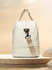 带有独立鞋隔层的极简主义旅行包、多功能瑜伽手提包、轻便健身包、干湿分离衣物收纳袋、可调节肩带，可手提、肩背或斜挎 - 彩色 - 查看 2