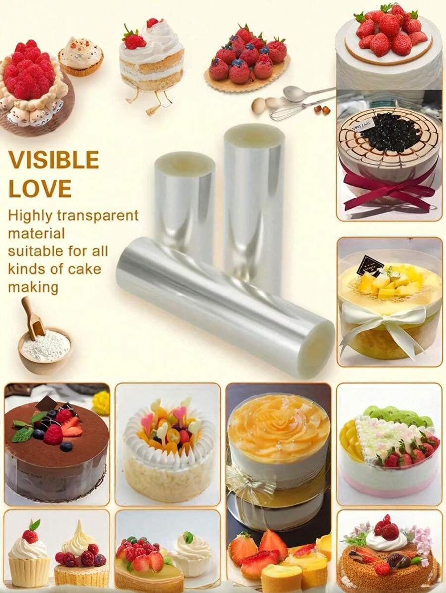 1pc Thick Transparent Cake Wrap Film, Material, Leakproof&Moisture-Proof, Easy To Operate, Suitable For Cakes, Desserts, Home & Restaurant, Kitchen, Baking
