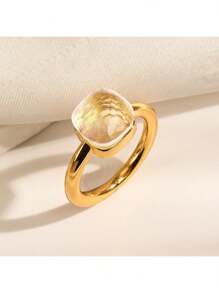 1 件奢华蘑菇不规则形状方形铜戒指，镶嵌锆石和绿宝石，适合情人节、婚礼、母亲节、约会之夜的礼物