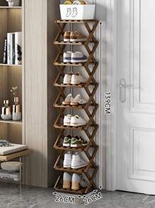 Étagère à chaussures à plusieurs niveaux, sans assemblage requis, étagère à chaussures économique pour la maison, pliable, meuble à chaussures de salon créatif, étagère à chaussures en bois pour petits espaces