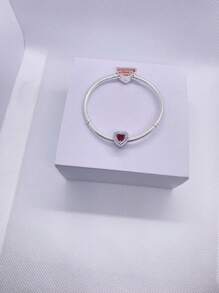 1 pièce 2025 Nouveau bracelet de mode haut de gamme pour femmes DIY meilleures . Bracelet à perles avec bouton strass et charms cœur rouges brillants. Convient pour un port quotidien, idéal pour la Saint-Valentin, la Fête des Mères, les fêtes entre dames, un cadeau d'amour romantique, un bracelet à breloques