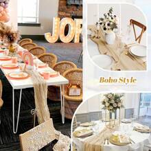 1 Stück Käsetuchtischläufer, Boho Käsetuch Landhausstil transparenter Tischläufer, geeignet für Hochzeit, Babyparty, Geburtstag oder Feiertagstisch-Deko, romantische Party-Tischdekoration