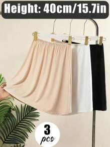 3 Pieces/2 Pieces/1Piece Hip-Wrapped Lining Skirt Bottoming Skirt Anti-Exposure Skirt,Multi-Color, Solid Color, Spring And Summer Styles,Anti Transparency And Anti Light Medium Long Skirt, Inner Lining Skirt, Lace Bottom, Anti-Static Skirt, Elastic Waistband Suitable For Slightly Overweight Girls, Suitable For Daily Wear