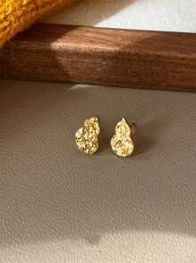 1 Pair Vintage Cracked Ice Golden Gourd Shaped Earrings
