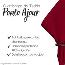 Guardanapo de Tecido Ponto Ajour para Mesa Posta 100% Algodão 40x40cm - Vinho - Visão 4