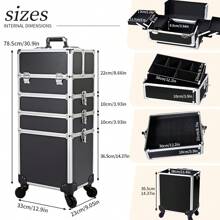 UBRAVOO 4 In 1 Beauty Case Rolling Cosmetics Organiser Makeup Vanity Case Lockable Hairdressing Trolley Black - Black - View 5