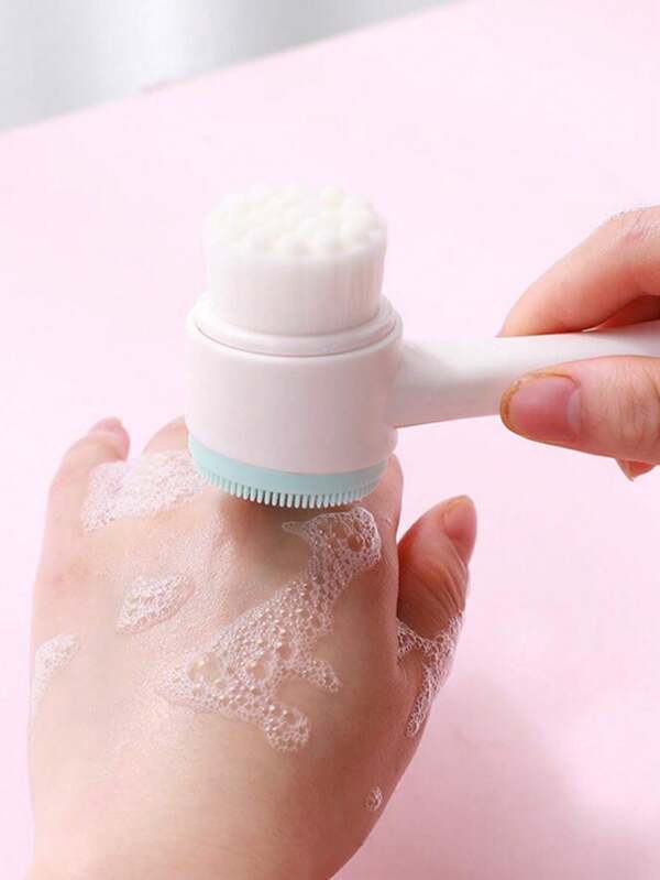 1 pezzo Spazzola detergente 2 in 1, 1 spazzola detergente e esfoliante per il viso con setole ultrasoffci in silicone per una pulizia profonda dei pori, spazzola reversibile per massaggio, cura della pelle e rimozione del trucco
