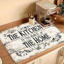 1pc Durable Polyester Gas Cooktop Panel Protector, The Kitchen Is The Heart Of The Home Wood Grain Design - Heat & Scratch Resistant, Easy To Clean - Fits Any Kitchen, Stovetop Protector