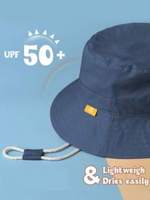 1pc Baby Sun Hat For Boys Girls Toddler Sun Protection Beach Hat - Navy Blue - View 5