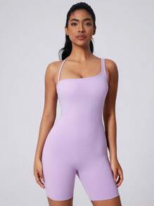 MASKERT Spring And Summer Women's Jumpsuit, Women's Jumpsuit, Women's Sportswear, Fitness Clothes, Yoga Clothes, High Elasticity, Skin Friendly, Comfortable, Breathable, Home Leisure Shapewear Jumpsuit - Purple - View 3