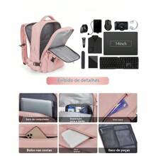 Airline Approved Expandable Waterproof Multifunctional Travel Backpack W02 - Bụi hồng - Xem 3