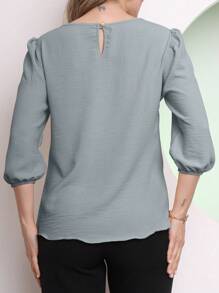 MARILYN MONNA Women's Blouse Tailored Simplicity Elegant Social Basic Crepe 3/4 Princess Sleeve Tamires - 灰色 - 查看 2