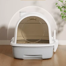 Large Self-Cleaning Cat Litter Box With Carbon Filter Technology, Hooded Enclosed Tray With Odour Control System & Anti-Splash Design, High Capacity Drawer-Style Potty Pan For Multi-Cat Households (Privacy Hood + Easy Scoop)