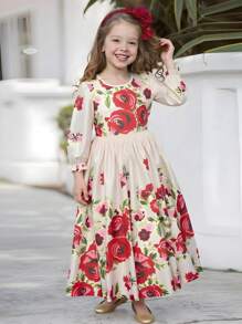 Seven Princess Robe longue à manches longues avec imprimé numérique pour jeune fille, nouvelle arrivée pour l'été