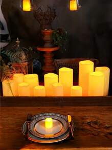 1/2 piezas Velas solares sin llama,luces de vela solares impermeables para exteriores, solo sensor, del anochecer al amanecer, velas pilar de 3" x 6", decoración para fiesta al aire libre, decoración del hogar, decoración para bodas, fiestas festivas, lámparas de velas falsas para cumpleaños, graduación, Día de la Madre, San Valentín - luz blanca cálida - Ver 5