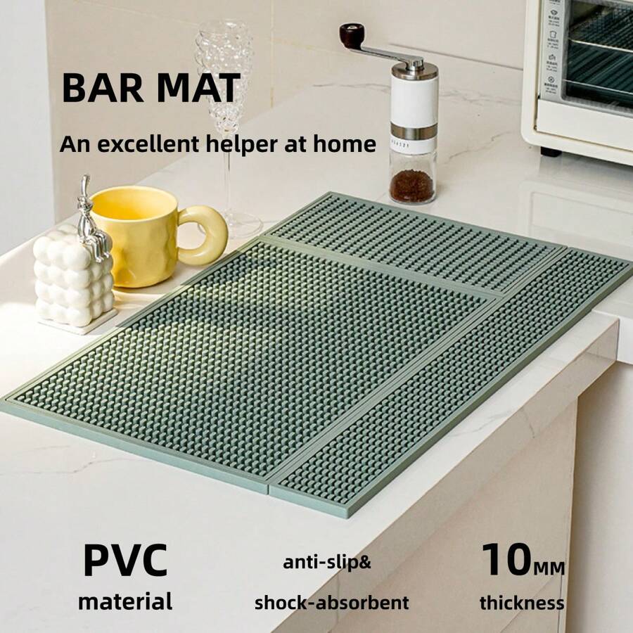 1 buc/2 buc/1 set covoraș antiderapant, covoraș de bar din PVC cu izolație pentru scurgerea apei, covoraș de scurgere pentru cești/oale/boluri, covoraș de masă rezistent la căldură, covoraș pliabil, covoraș de scurgere, covoraș antișoc pentru cești Shaker, suport de pahar antiderapant pentru birou cu izolație pentru scurgerea apei pentru aparat de cafea - Tampă de scurgere - Vizualizare 1