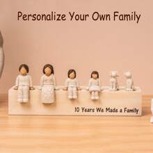 定制雕刻家庭彩绘树脂雕塑，个性化木制家居艺术装饰摆件，个性化定制家庭礼物，父亲节和母亲节礼物之选，多功能，装饰性强，可重复使用，精致时尚，高品质，色彩缤纷，现代简约，是送给她、男友、爸爸、女友、妈妈、家人、朋友的理想礼物，也适用于茶室、家居、办公室、办公室装饰，提升生活品质，是旅行收纳的理想之选。 - 米色 - 查看 2