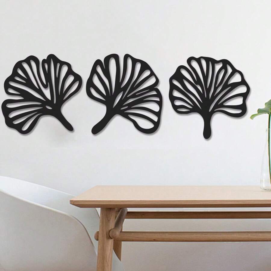 3件/套迷人太阳、月亮、银杏叶壁饰木质烙印时尚家居房间卧室餐厅咖啡店壁饰艺术家居装饰简约时尚朋友和家人礼物。