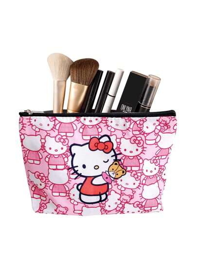 1Pc Hello Kittys Storage Bag Wash Bag Cute Cartoon Bag Large Capacity Toiletry Travel Organizer Kitty Cat Little Accessories Party Gift Bags (Some Parts May Be Random), Storage Bag, Pink Bear Design Cosmetic Bag, Cartoon Print Wallet, Cartoon Portable Storage Bag, Women Wallet, Necessities For Young Women, Fashionable Storage Items, Suitable For Daily Commute/Matching/Birthday Gift/Holiday Gift/Easter Gift,Makeup Bag,Travel Essential