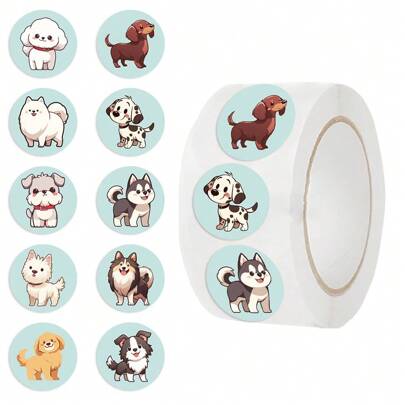 500 piezas Rollo de pegatinas de perros, Regalos de perros, Pegatinas lindas, Pegatinas de dibujos animados, Pegatinas de animales, Pegatinas decorativas, Pegatinas de vinilo impermeables, Juego de pegatinas estéticas para portátiles, Pegatinas para patinetas, Pegatinas para botellas de agua, Pegatinas para cuadernos