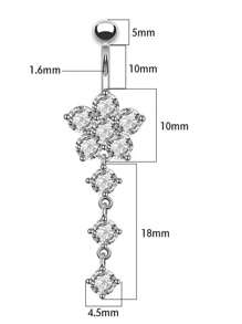 1 pieza Aro para el ombligo con forma de flor de acero inoxidable con circonita cúbica, adecuado para uso diario de la mujer