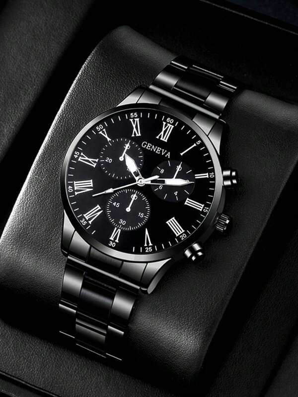Fashionable Men's Stainless Steel Quartz Date Watch