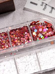 12格黑白粉色美甲闪粉波浪圆点圆形美甲亮片片Y2K粉美甲饰品美甲装饰美甲用品美甲 - 彩色 - 查看 3