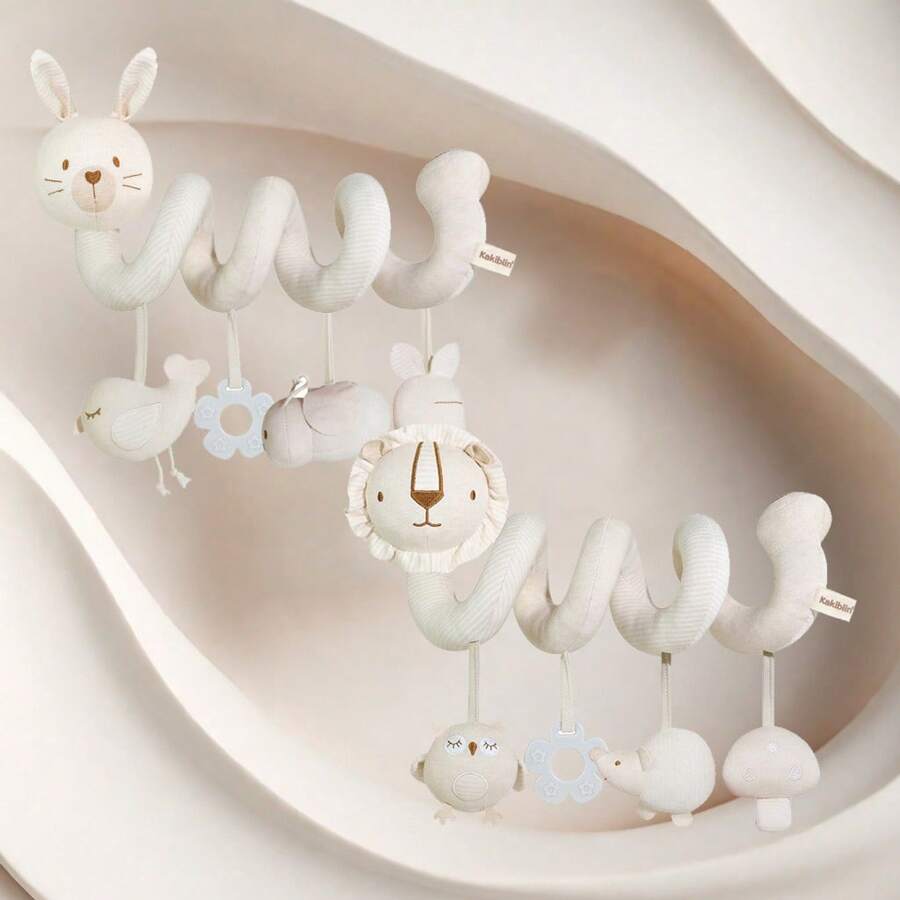 1个婴儿汽车座椅挂件娃娃，婴儿车娃娃，适用于汽车座椅、婴儿车、婴儿床栏杆，带铃铛，毛绒螺旋活动娃娃，送给男宝宝和女宝宝的最佳礼物，螺旋活动娃娃（部分配件随机发送）