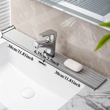 1PC Kitchen Faucet Mat - Diatomite Splash Guard For Sink, Quick-Drying Water Absorbing Stone Tray Includes Sandpaper Suitable For Kitchen Sink Bathroom Bath Tub Quick Dry Non-Slip Easy To Clean,17.7x3.9in,23.6x3.9in