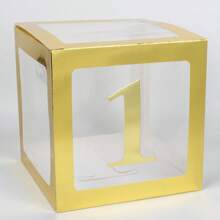 Gold Balloon Boxes ,With Letters For B-A-B-Y Shower,1 Box With 1 Letter Or 1 Set Of 4Pcs Box And B-A-B-Y Letters,Party Shower Decorations For Birthday Party, Transparent Balloon Boxes Clear Blocks For Birthday Party, Bridal Shower, Gender Reveal,Balloon Box Decorations