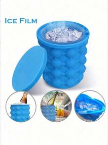 1pc Large Ice Cup With Silicone Ice Cube Tray, Quick Ice Making Bucket