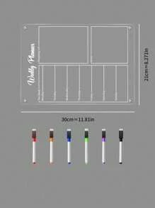 1个亚克力磁性周餐计划板，可擦写日历备忘录提醒白板，可重复使用周餐计划表