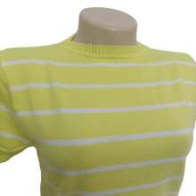 Striped Modal Blouse Short Sleeve Old Money Style Women's Fashion Spring Summer - 黃色與白色 - 查看 2