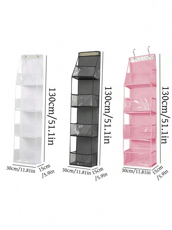 1pc Over The Door Storage Bag, Multi-Layer Hanging Organizer For Bags, Toys, Underwear, PVC + Non-Woven Fabric Material Wall Mounted Storage Pouch, Dorm Room Hanging Storage Bag