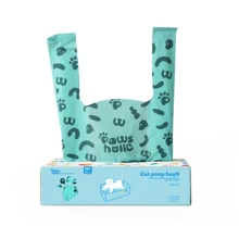 Bolsas para desechos de gato, bolsas para arena de gato con asa, 180 unidades, a base de almidón de maíz, extra gruesas y a prueba de fugas para recoger excrementos de mascotas
