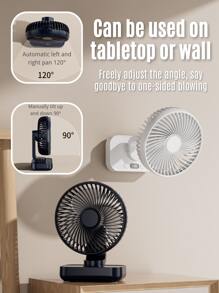 Ventilador pequeño con movimiento oscilante, ventilador de escritorio para dormitorio de estudiantes, con luz, sonido y carga USB, práctico mini ventilador eléctrico para el hogar