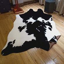 Homore Cowhide Rug, Cute Cow Print Rug For Living Room Faux Cow Hide Animal Print Carpet For Bedroom Office Table,Gift Giving, Home Décor,  Fathers Dad Gift,Non-Slip &Durable - Black - View 2
