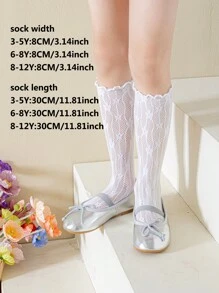 1双女童荷叶边镂空透气公主风过膝袜 - 彩色 - 查看 10