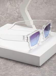 1 pièce Lunettes de mode transparentes en plastique à cadre géométrique pastel pour hommes. Accessoires d'été pour les vacances à la plage, les sorties en extérieur et les voyages