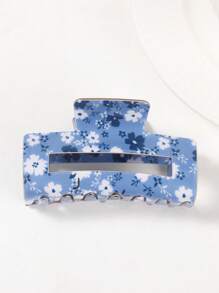 1Pc New Cute Floral Hair Clip - Women's PVC Hair Accessory, Bright Floral Pattern, Medium Size, Perfect For Fashionable Hair Management