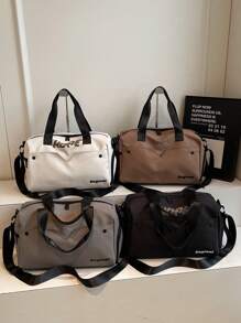 1pc Mini Travel Bag, Oxford Cloth Storage Bag, Men & Women Fitness Bag, Lightweight Travel Bag, Zipper Closure Storage Pouch, Business Trip Handbag, Outdoor Shoulder Bag