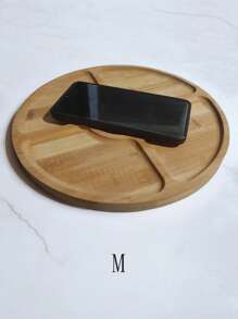 1 pieza Bandeja de estilo país de madera de acacia - Cesta de almacenamiento de madera redonda, adecuada para bocadillos, frutas y postres | Organizador de cocina y accesorio de decoración para el comedor - Color caoba - Ver 13