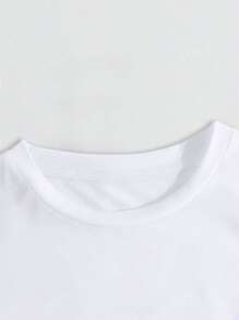 Camiseta con estampado de cerezas y letras, cuello redondo, manga corta, informal, adecuada para mujeres en primavera