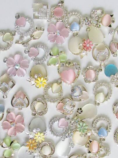 9/18pcs Cat Eye Stone Pendant, Colorful Zinc Alloy Teardrop Shaped Charm, Fashionable & Cute Decoration, Ideal Accessory For Necklace, Bracelet, Keychain, Jewelry Making