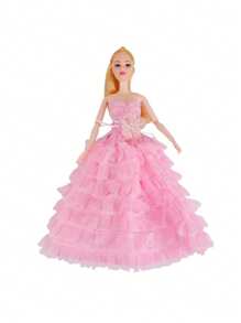 1pc 30cm Bride Doll Wedding Dress, Cute Plaything With Long Train